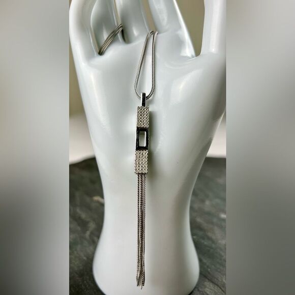 Vintage Swarovski Kolye Cubist Pendant Long Necklace - Picture 1 of 9